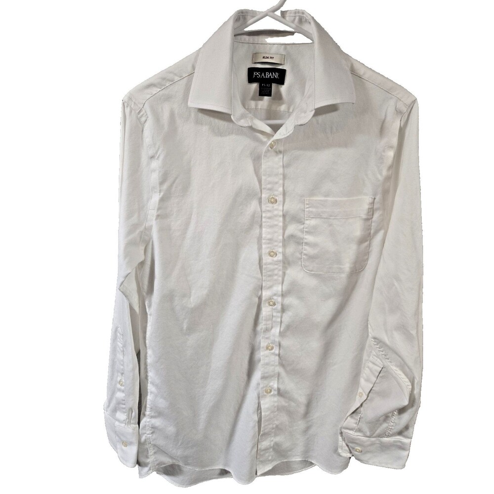 Jos A. Bank Travelers Collection Tailored Slim Fit Dress Shirt 15/32 98% Cotton